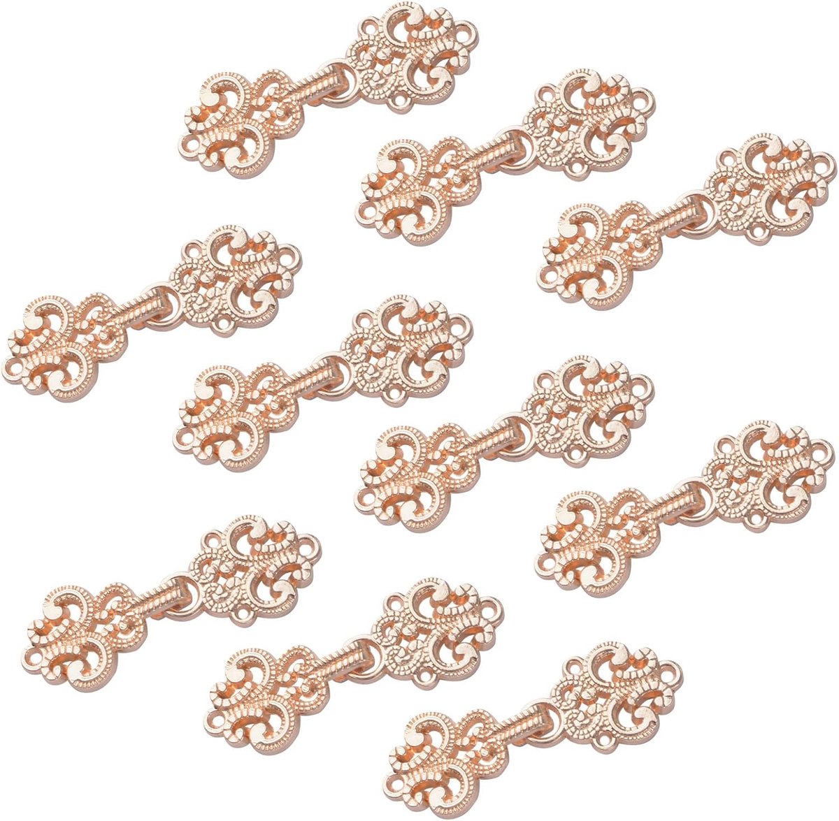 Vest Clips, 10 Paar Vintage Holle Bloem Cap Fasteners Naaien Op Haken En Ogen Mantel Clasp Bevestigingsmiddelen Voor Trui Sjaal, Licht Goud