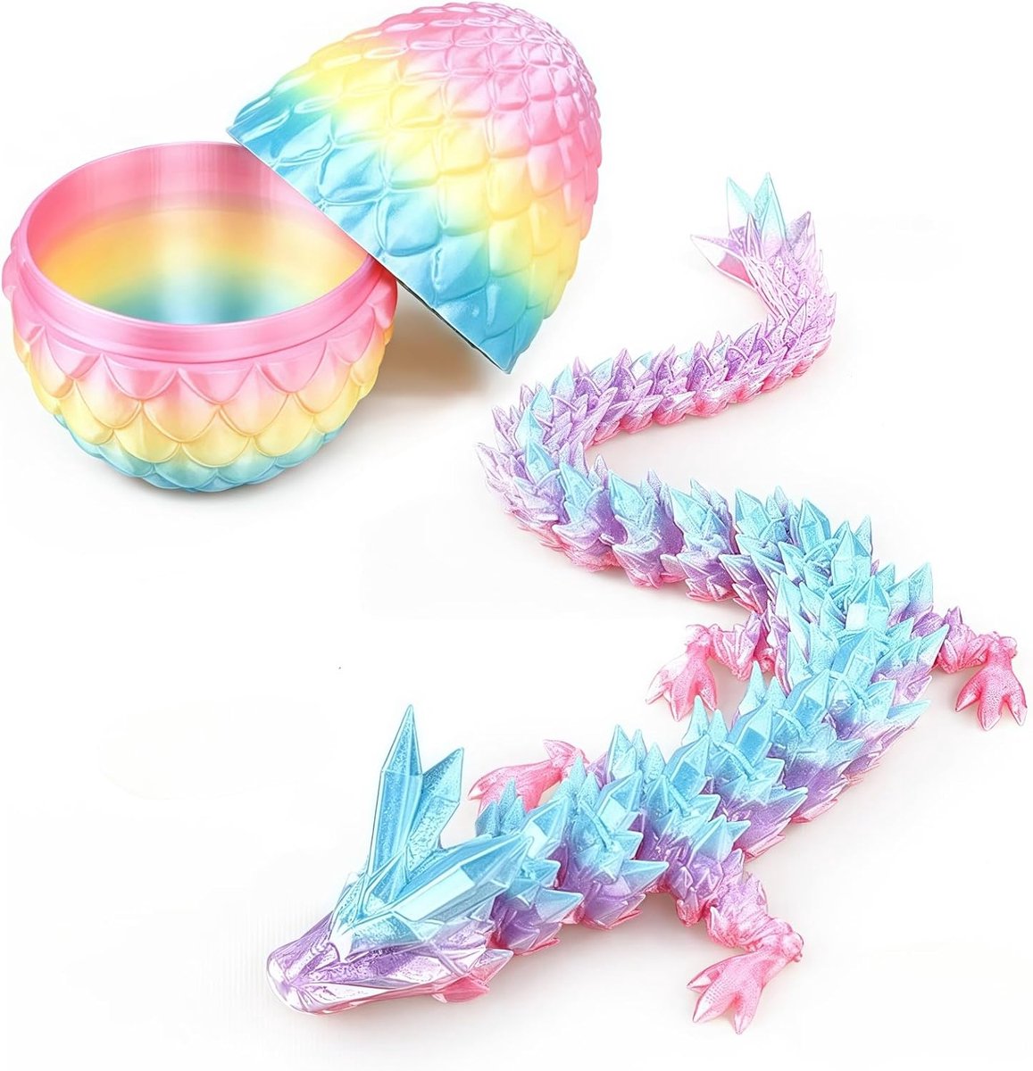 13 cm drakenei + 30 cm kristallen draak (91,5 g) in macaron - fidget-speelgoed voor kinderen vanaf 4 jaar, verjaardagscadeau, drakenliefhebbers, ADHD speelgoed, cadeau voor meisjes