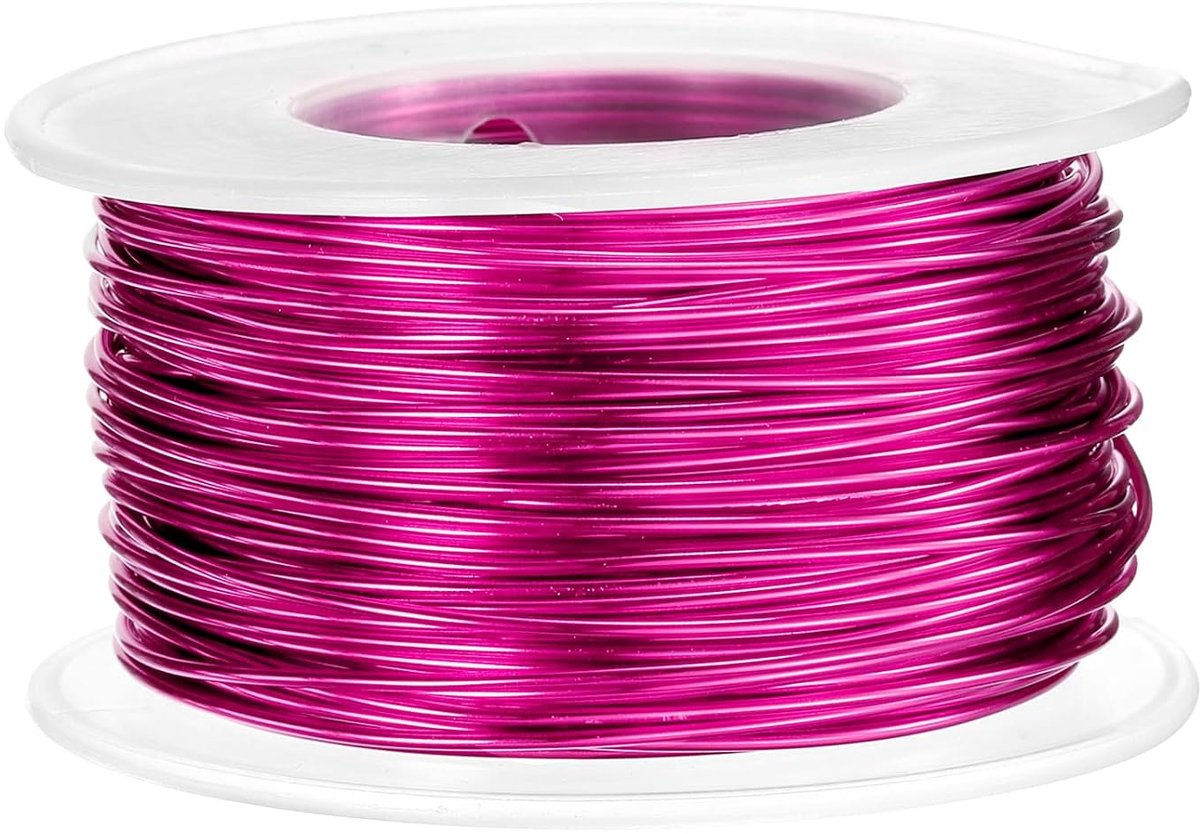 Draad, 1,0 mm, 30 meter, flexibel, geanodiseerd, metaal, modelleerdraad voor sieraden, modelbouw, doe-het-zelf, rozerood