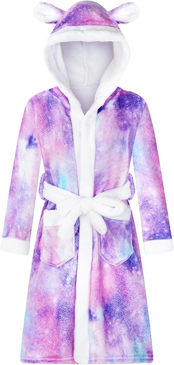 Badjas voor meisjes, badjas met capuchon, zachte fleece