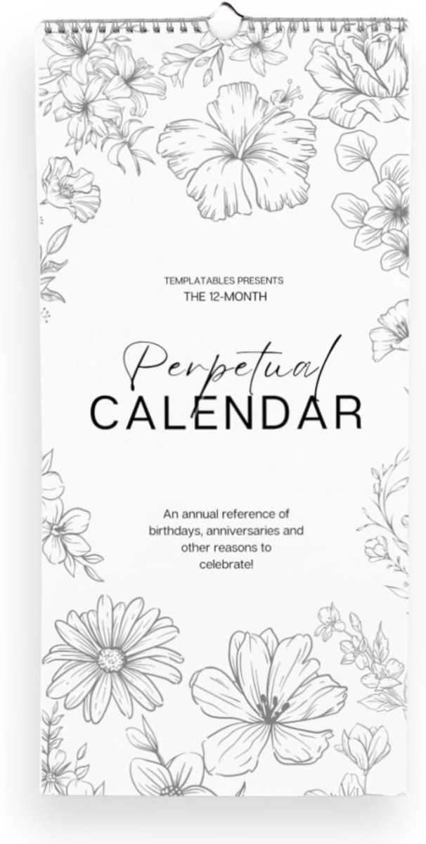 Eeuwigdurende wandkalender - Draadgebonden - Premium 120 g/m² papier - Houd belangrijke datums bij - SnelShoppen