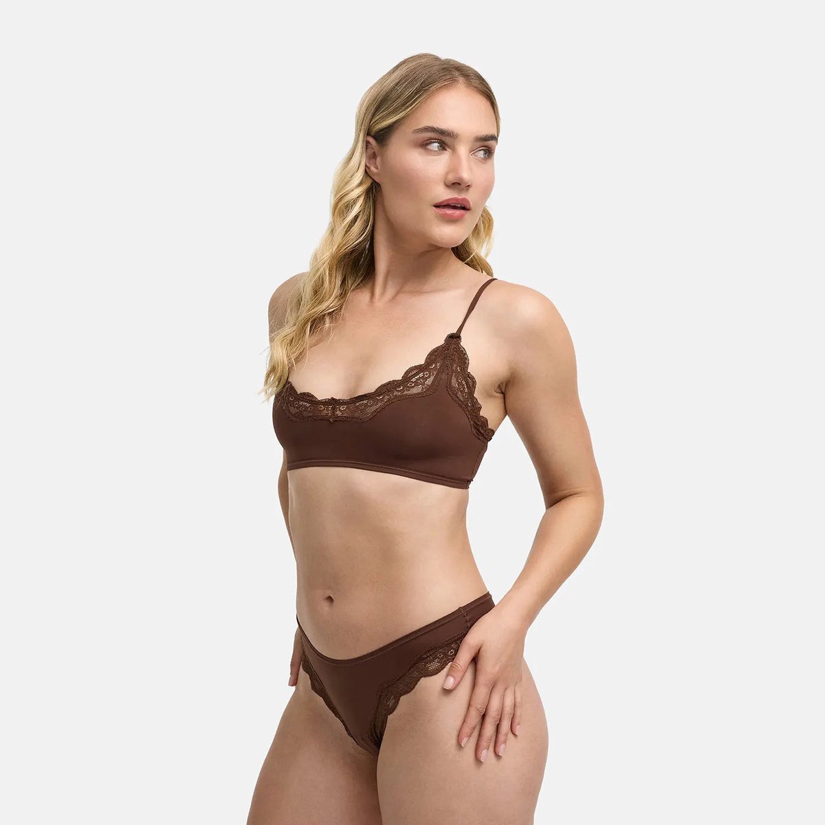 cfab - Kanten bralette - Bruin - 3XL - BH Zonder Beugel Voorgevormd - Ondergoed - Naadlos