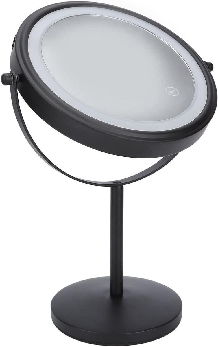 Make-upspiegel met LED - Vergrotende spiegel Verlichte spiegel - Make-up aanbrengen - 360 graden draaibaar - 8 inch - Zwart