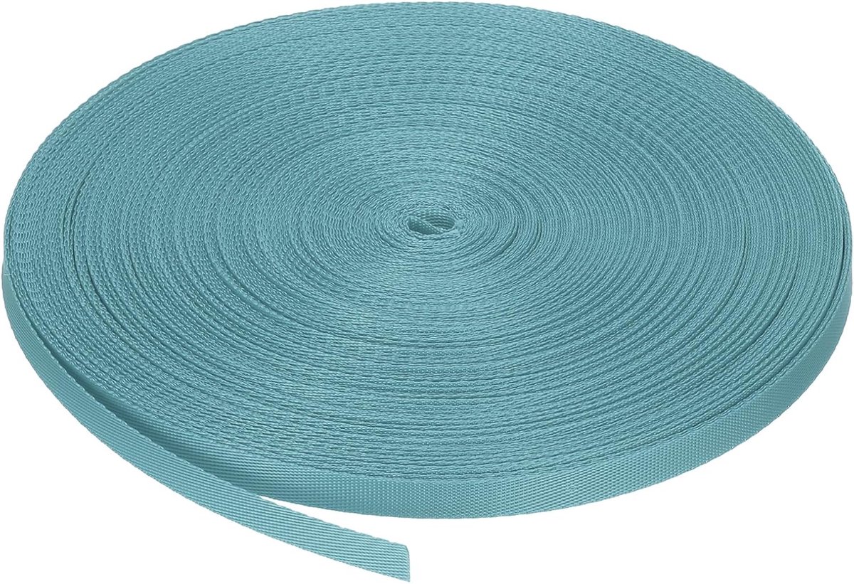 Gordelband van polypropyleen, 10 mm breed, nylon riem, 45 meter, zware plat, PP-riemen voor outdoor, doe-het-zelf gear, reparatie, rugzak, bagagedrager, handwerk, blauwgroen