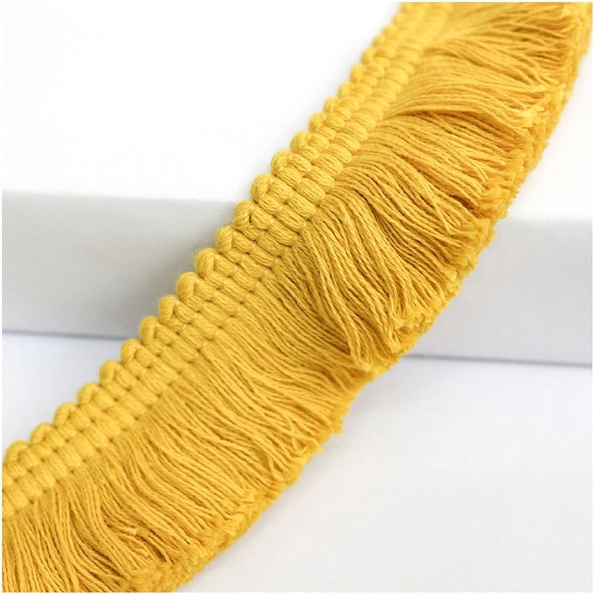 Kantlint 3,8 cm Franjeband Kantbezet Linten Franjeboord Kwastenboord voor Kleding Gordijn Naaien Knutseltoebehoren Tafelkleed Kussendeco Woonaccessoires diep geel 10m