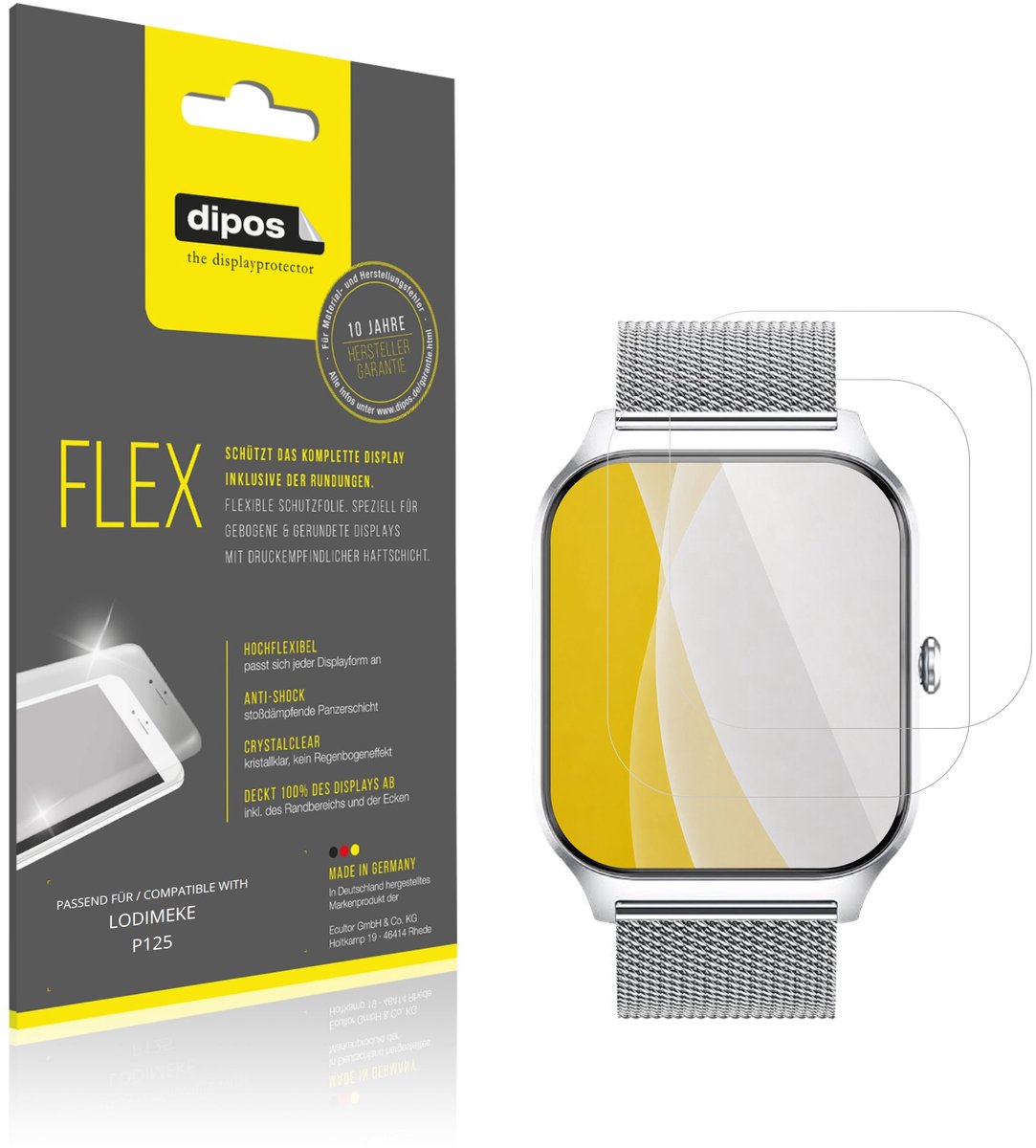 dipos – 2x Beschermfolie geschikt voor LODIMEKE P125 | 3D Full Cover Screenprotector | 100% Passend
