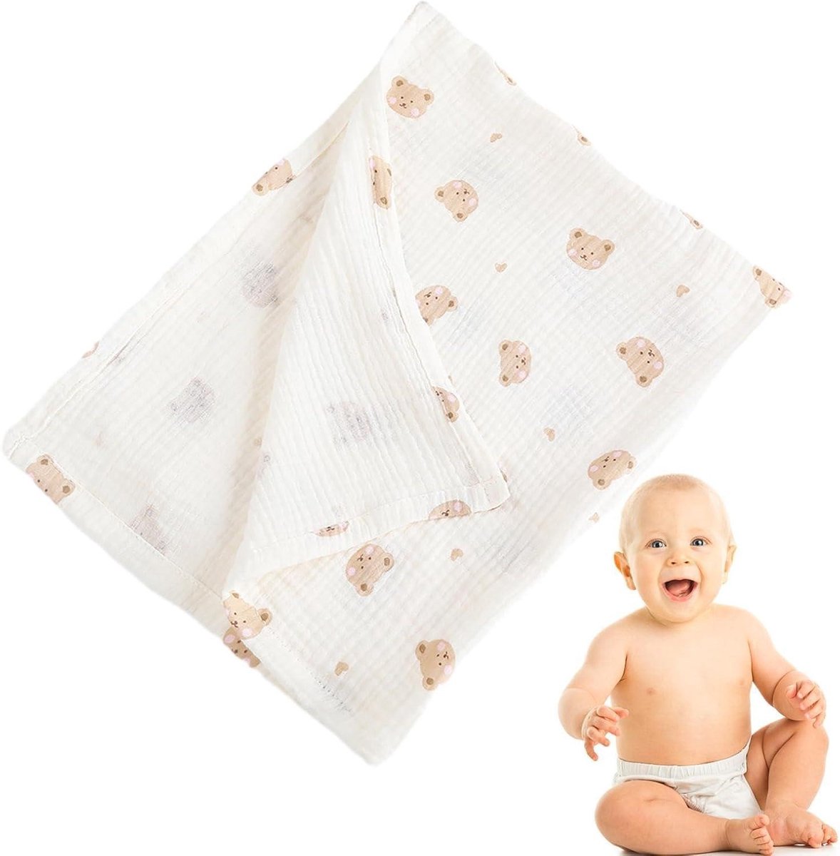 Mousseline Deken - Wikkeldoek Baby - Baby Verzorgen - Huidvriendelijk Katoen - 80 x 65 cm - G