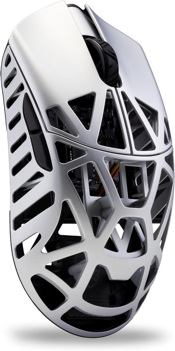 Beast X Pro 39g Ultra Light Magnesium Gaming Mouse met 8K querysensor, PAW3950 HS, 750 IPS, geventileerde kant en gesloten zijde, OM- en TTC-schakelaar, wit (OM-schakelaar
