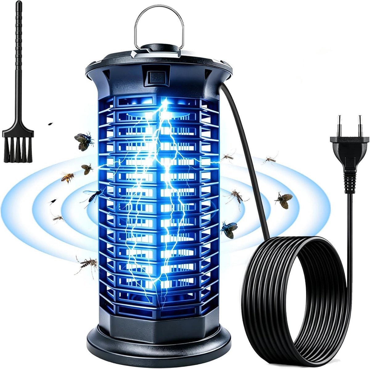 Elektrische insectenverdelger, 360 graden muggenverdelger, 3 m netsnoer, uv-muggenlamp, hoogspanning, insectenvanger, vliegenval, elektrische muggenval voor binnen en buiten, anti-muggen