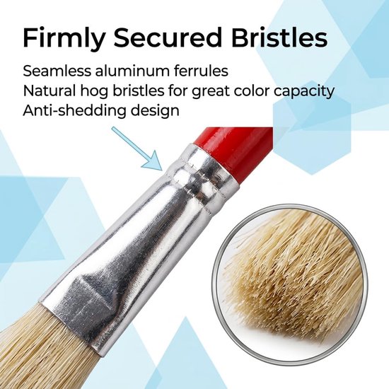 Set van 10 penselen van varkensharen, ronde en platte kwast voor acryl, aquarel en gouache, kleine schilderkwast voor kunstenaars en beginners, veelzijdige aquarelset — afbeelding 3
