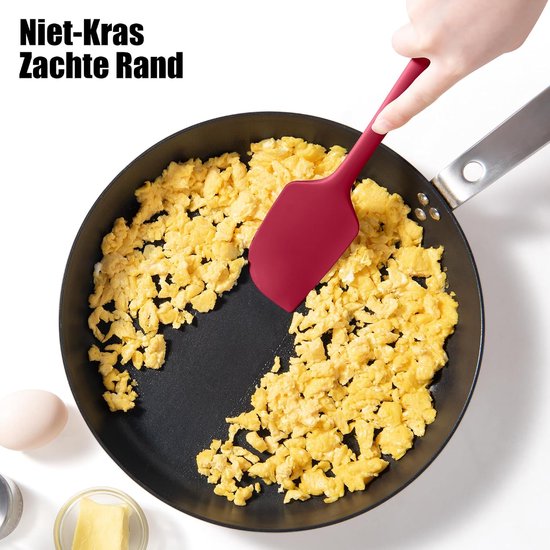 grote siliconen bakspatel, hittebestendig 315℃, 28,9cm, Rood - Voedselveilige deegschraper, hittebestendig, zacht keukengerei, krasvrij, anti-aanbak, flexibel koken, mengen en vouwen — afbeelding 2