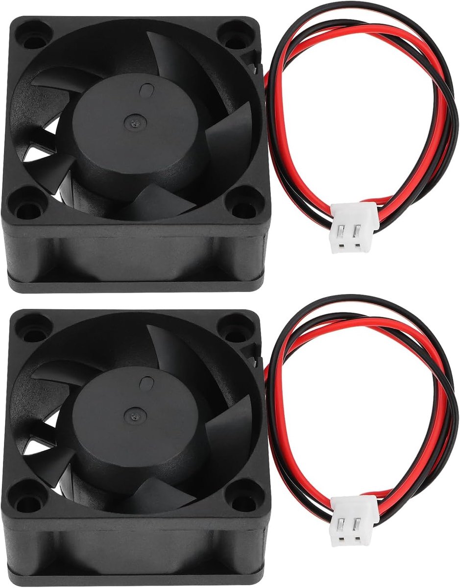 2 stuks DC 12V borstelloze 2-pins ventilator 40x40x20mm koelventilator lager koelventilator voor computers CPU koeling 3D-printers en lasers zwart
