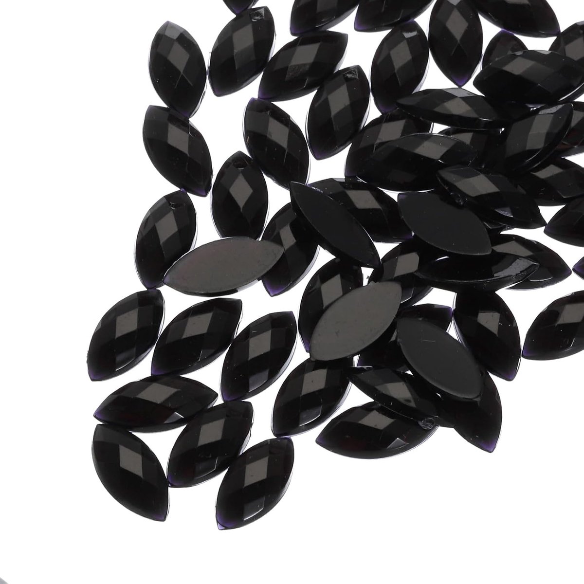 200 stuks acryl paardenoog-edelstenen, 4 x 8 mm, platte achterkant, kunststrassteentjes voor doe-het-zelf knutselen, kralen, bruiloft, gezichtsbeschildering, sieraden maken, zwart