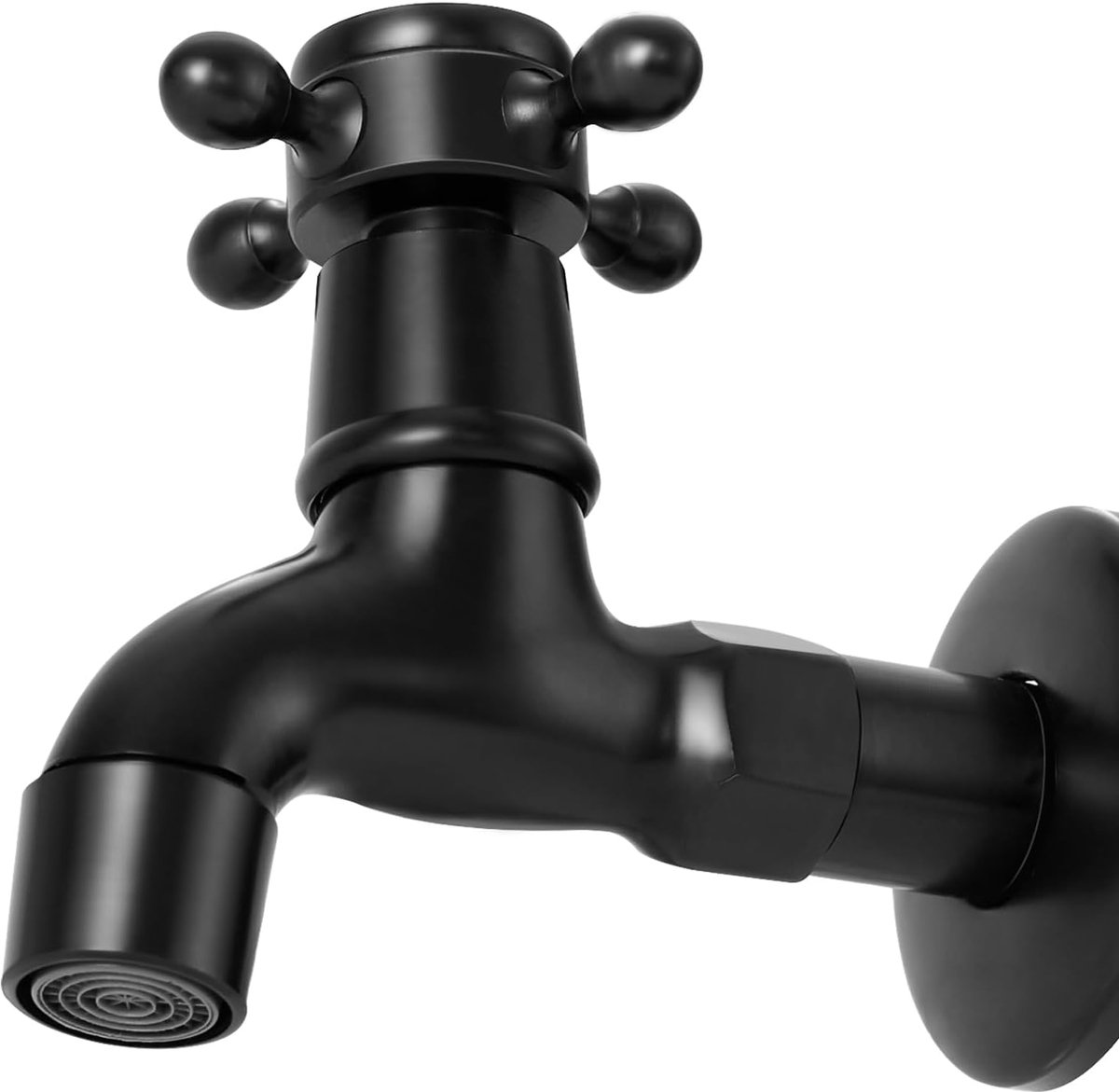 koudwaterkraan met enkele kruisgreep G1 / 2 interface - wandmontage-wastafelkraan voor badkamertoilettuin (zwart ORB)
