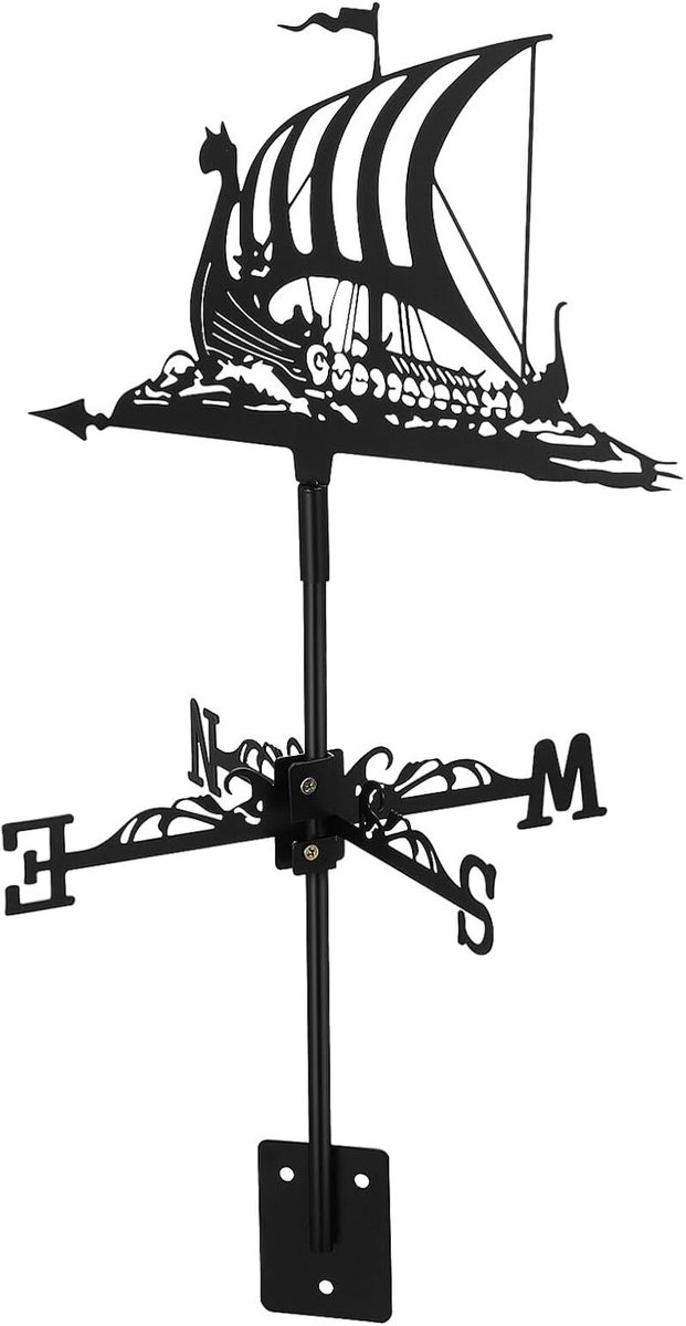 Weervlag van zeilschip, vintage dak-weersindicator, nautische metalen windrichtingaanwijzer voor tuin, achtertuin, terras, koppeldecoratie