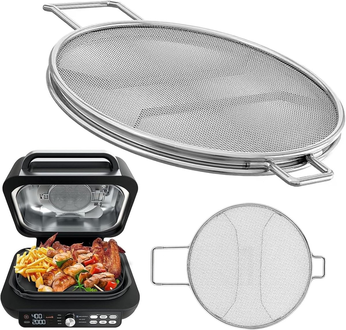 Spatbescherming van roestvrij staal voor Ninja Foodi Max Pro AG651EU, vervangende spatbescherming voor Ninja Foodi AG651EU 7-in-1 Air Fryer Accessoires