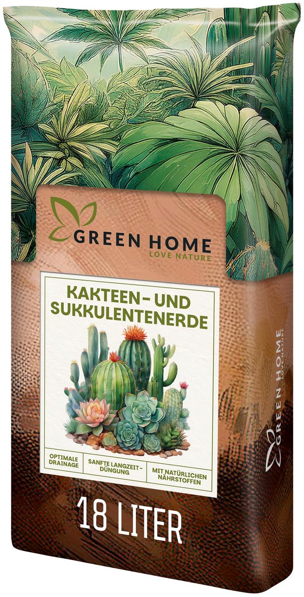 Green Home Love Nature ER10015 cactus en vetplanten potgrond - 18 L - met perliet - langdurig bemest pH 5,8