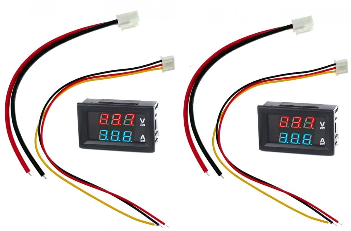 Voltmeter ampèremeter voor auto elektrische motorfiets accuspanning volt ampère stroommonitormeter meter, blauw rood dubbel display