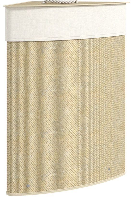 COVREO Wasmand 35x35x60 cm naturel, bamboe met 55 liter inhoud en deksel — afbeelding 3