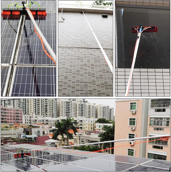 Raamreinigingspaal - Uitschuifbare borstel Telescoopsteel - Ramen en panelen wassen - Met watertoevoer - Tot 10 meter - Zilver — afbeelding 3