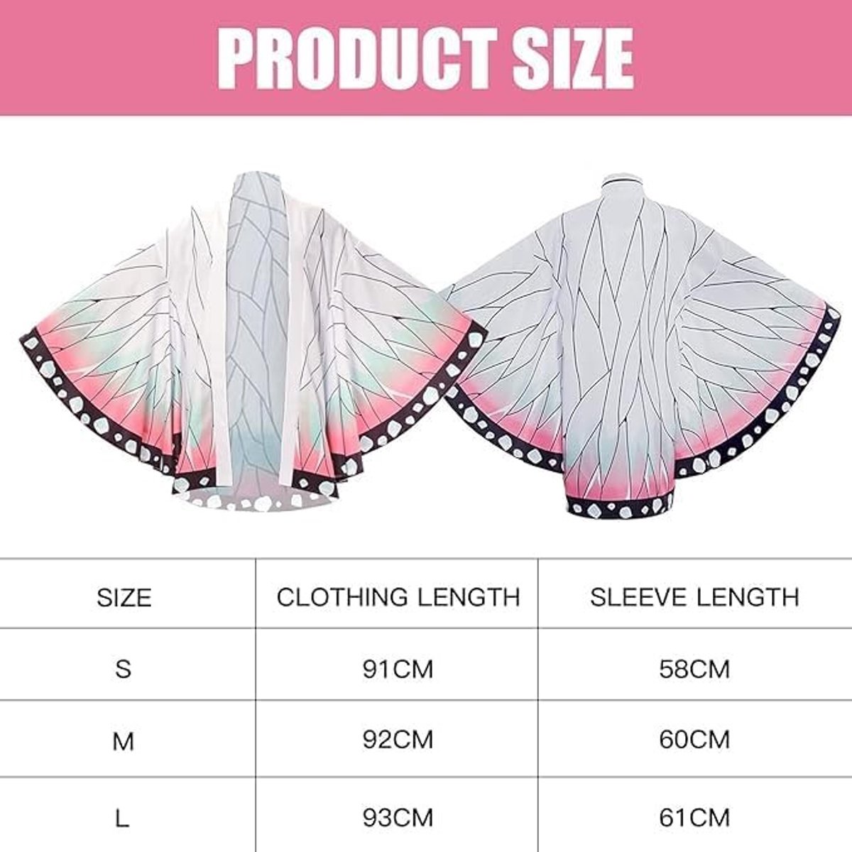 Shinobu Chocho kostuum voor cosplay, anime kimono mantel voor Halloween en carnaval - M