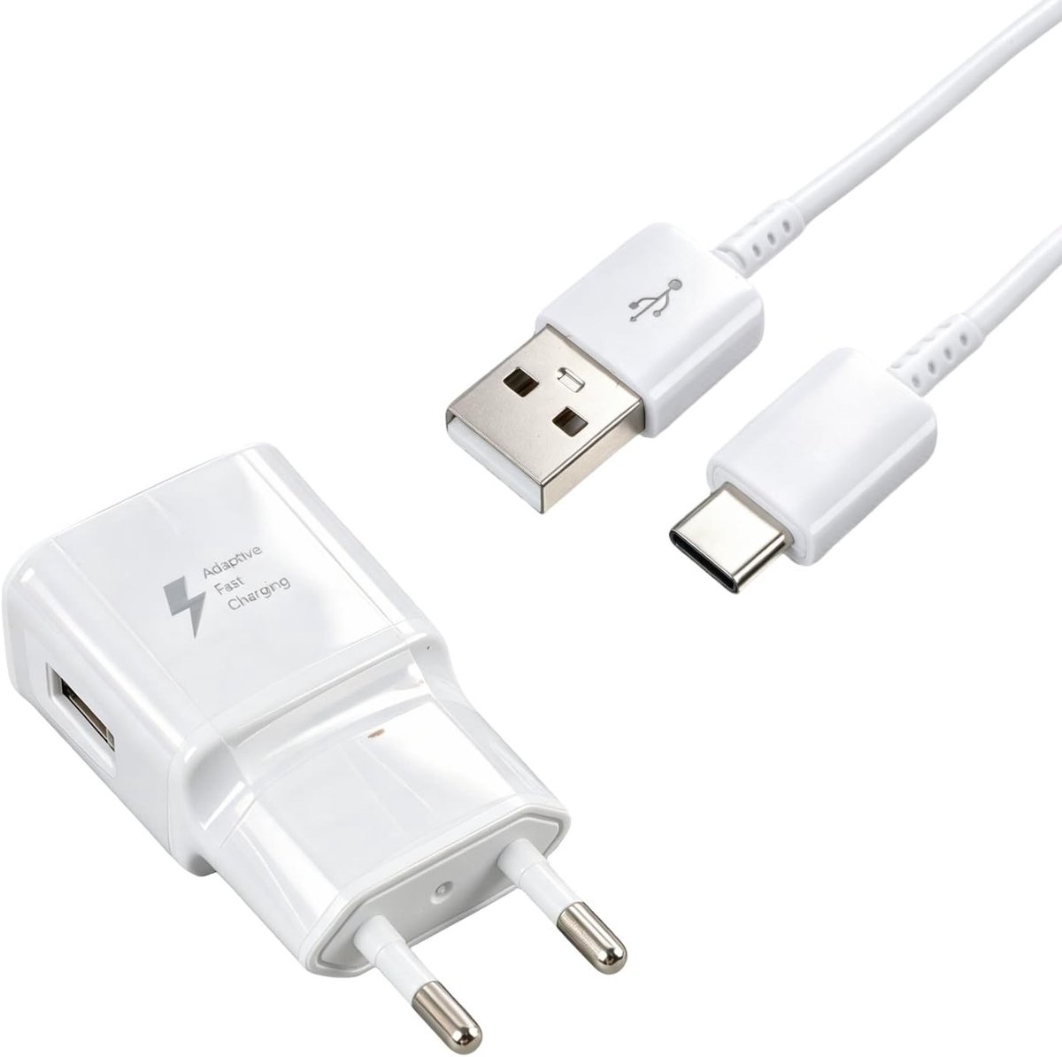 Snellader met USB C-kabel en wandlader voor Samsung Galaxy A55 A54 A53 A35 A34 A33 S22 S21 S20 S10 Note 20, 1,2 m, QC3.0, snel opladen, dataoverdracht, hoogwaardige kwaliteit
