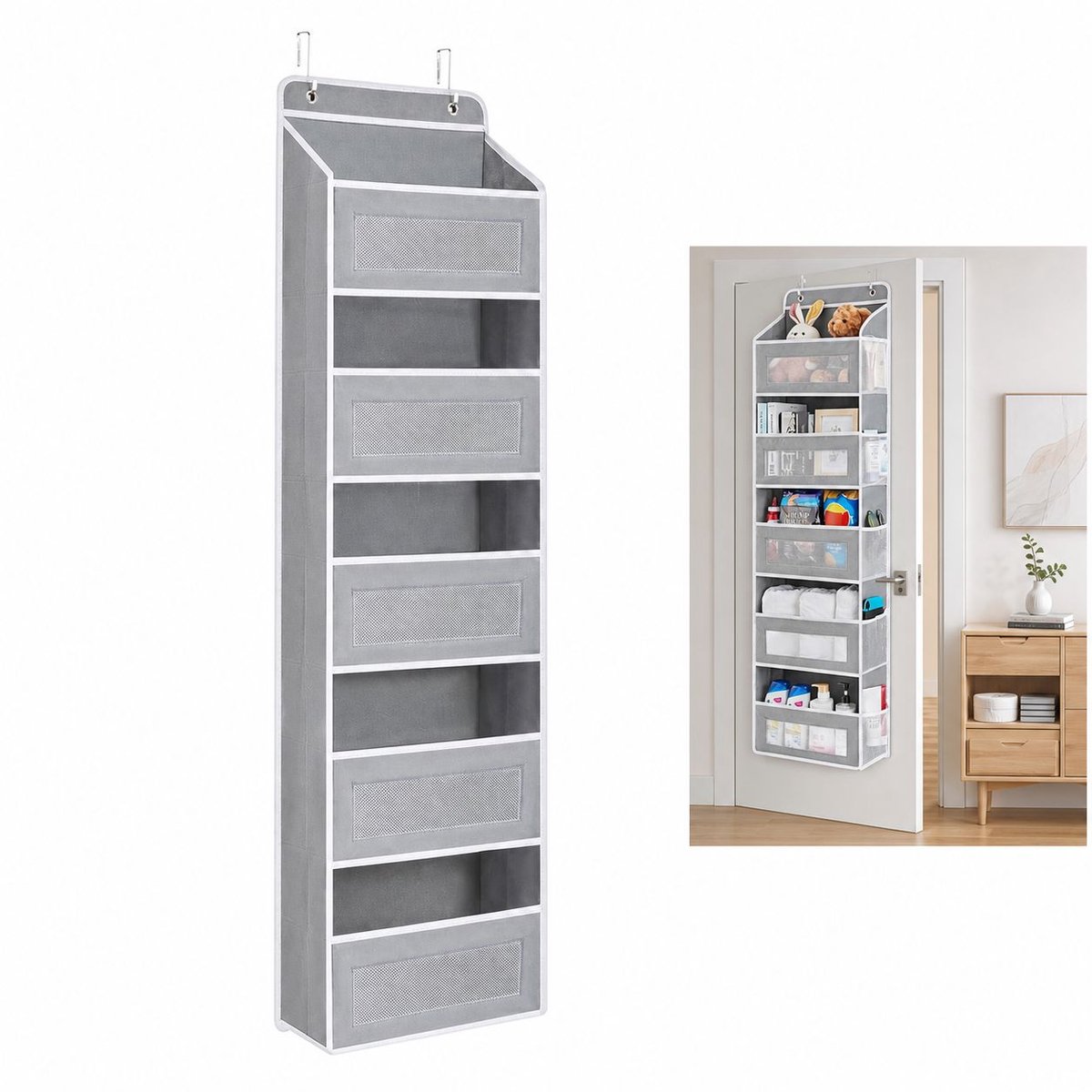 VHV-Hangende Organizer - 5 Vakken - Lichtgrijs - Ruimtebesparende Kastorganizer en Kledingopbergrek voor Kledingkast, Slaapkamer en Garderobe - Lichtgrijs