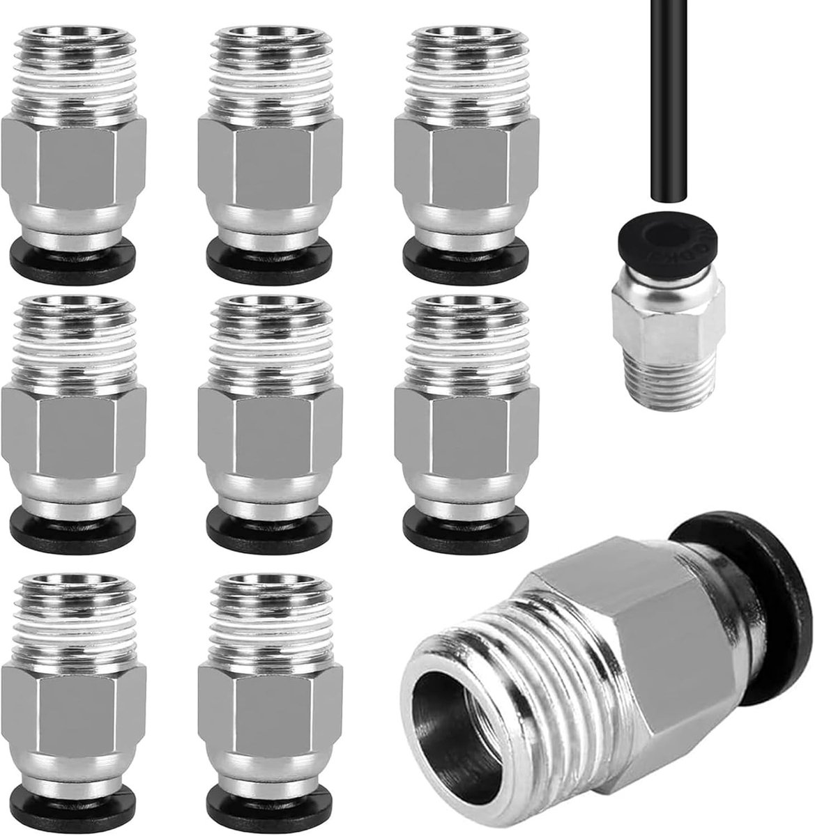 Pneumatische koppelingen 10 stuks - rechte snelkoppelingen - messing - ideaal voor 3D-printerextruders - SnelShoppen