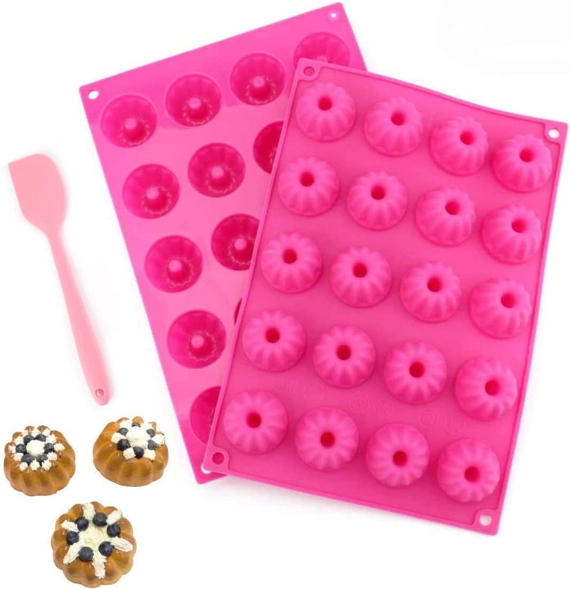 2 Pack 20 Holte Mini Cake Siliconen Bakvorm Ice Cube Tray Chocolade Mould 30x20x2.2 cm Roze