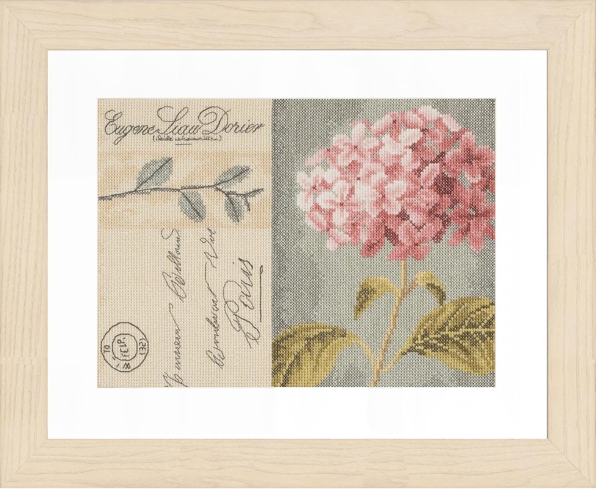 Borduurpakket Kruissteek Schilderij Hortensia Handwerkpakket voor