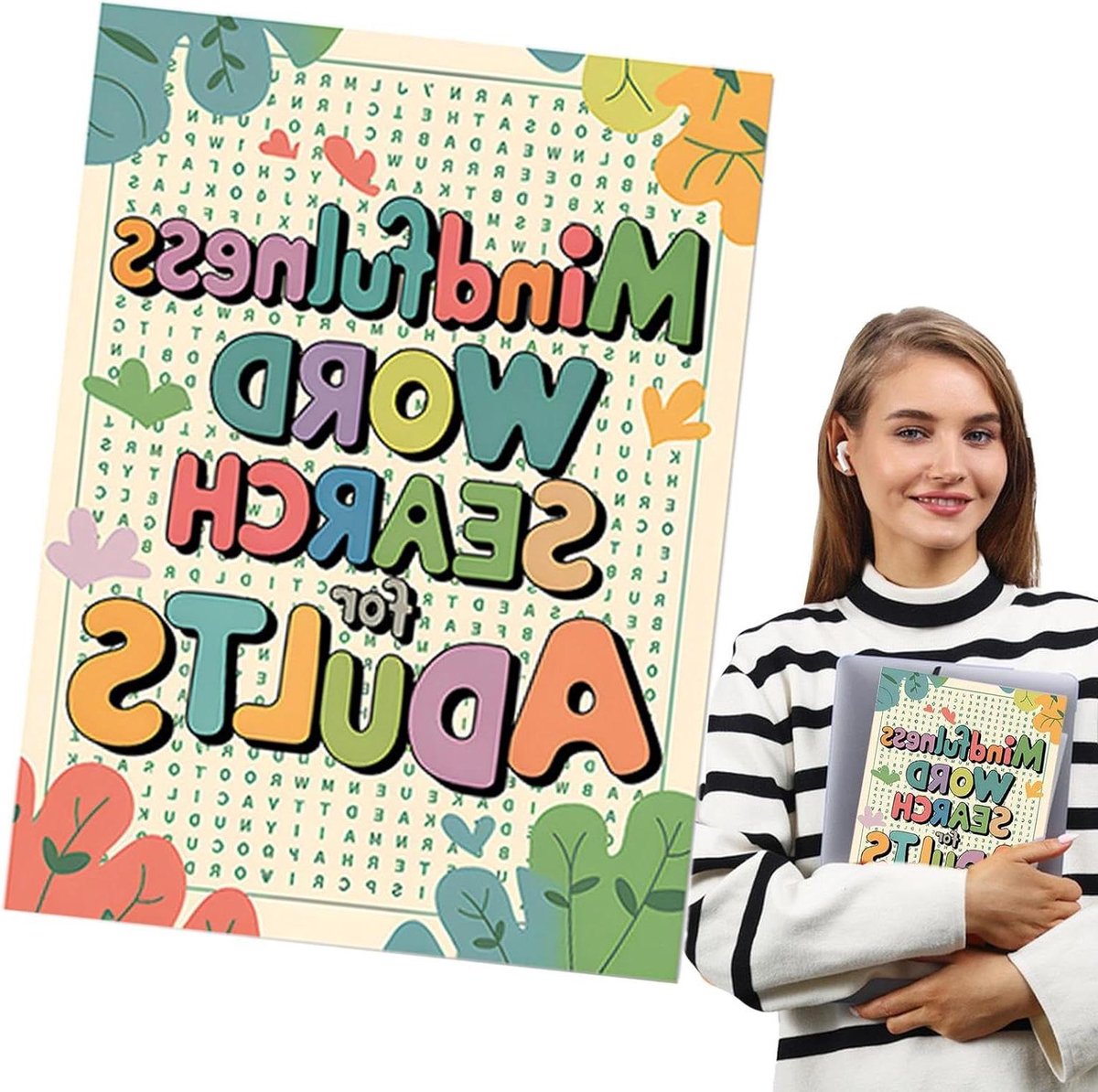 Woordzoekboeken - Zoekwoord Puzzel - Stress Verlichten - Mindfulness Oefenen - 21 x 28 cm - Bloemen