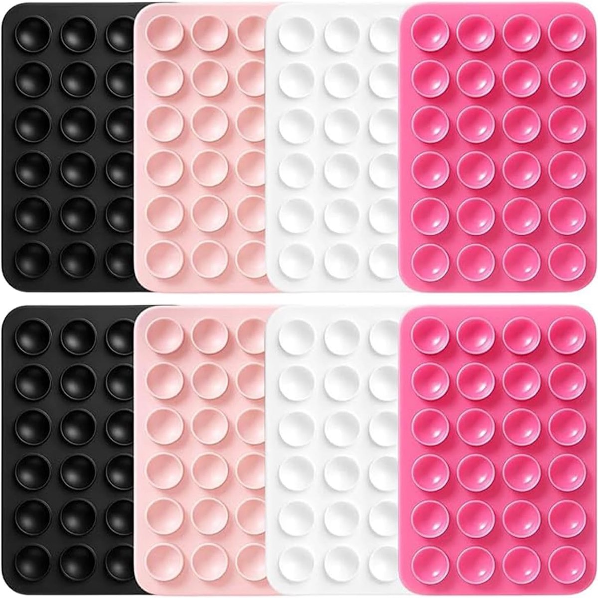 Zuignappen voor mobiele telefoon - Achterzuignap - Accessoire voor mobiele telefoon voor stroomvoorziening, selfies en video's - Voor alle modellen (zwart, roze, wit, lichtroze)'