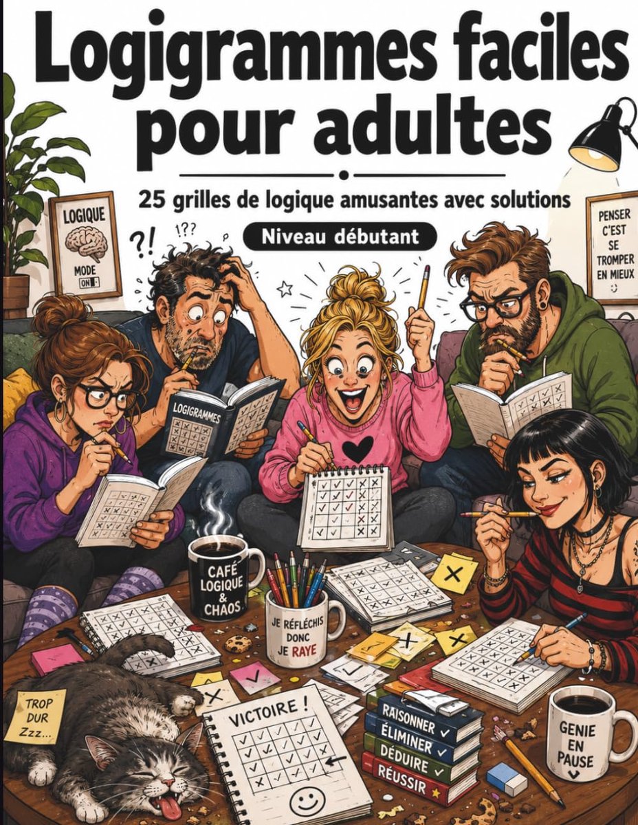 faciles pour adultes: 25 grilles de logique amusantes avec solutions — Niveau débutant