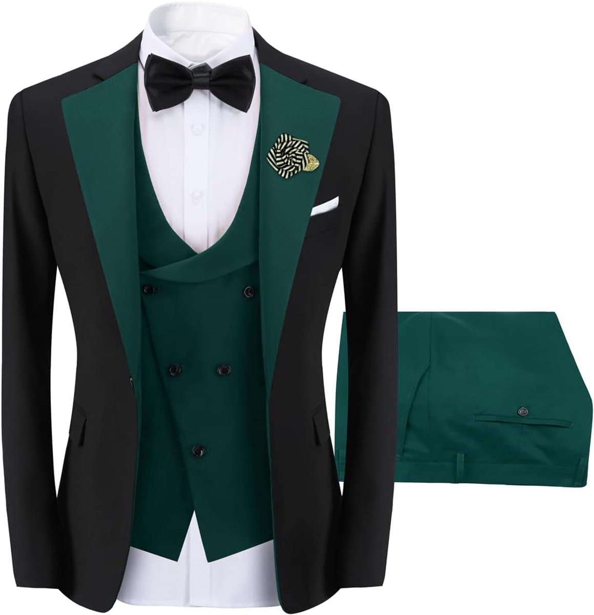 Heren 3-delig pak één knop slim fit formele bruiloft diner pak blazer