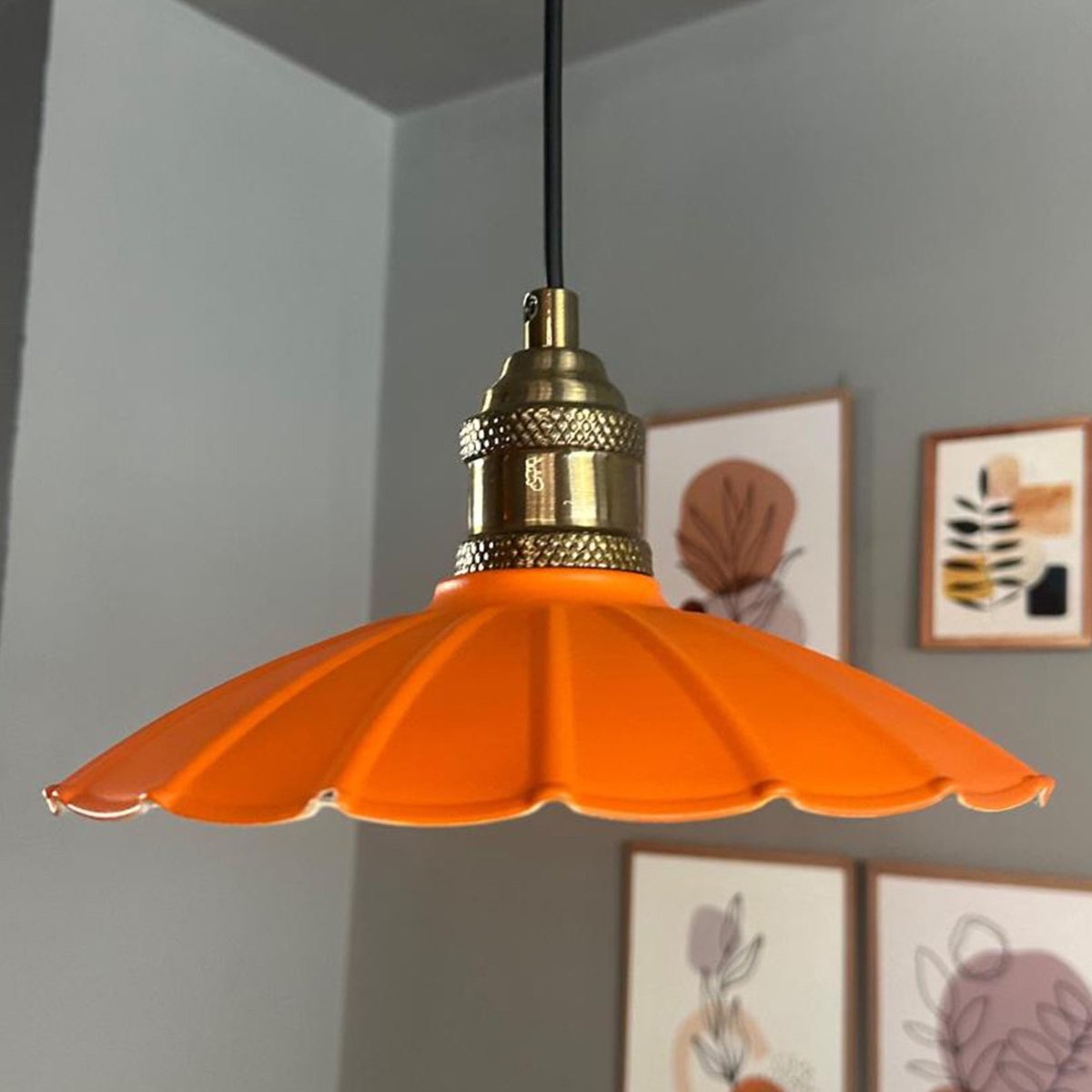Bamyum Risso hanglamp, industriële Modern stijl, Ø25 cm, oranje metalen lamp