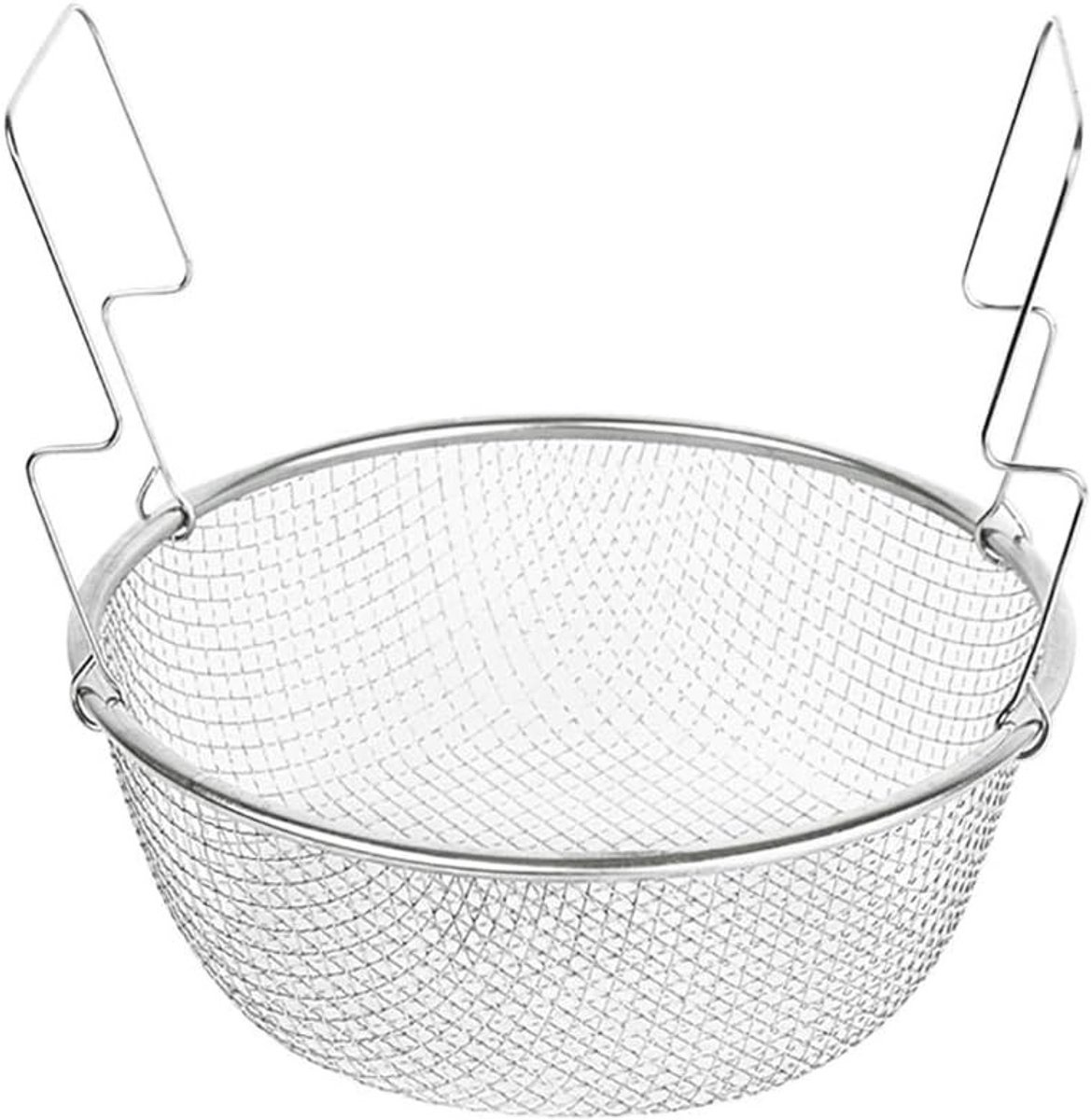 Friteuse Mand - Koekenmand Zeef - Thuis Koken - Roestvrij Staal - 22cm Diameter - Zilverkleurig
