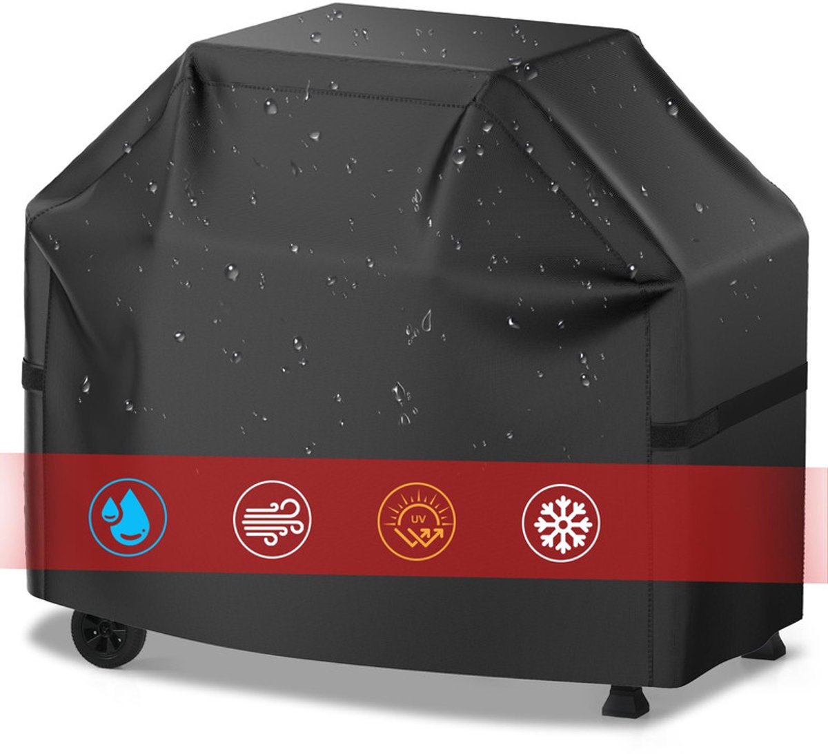 Barbecue Hoes 145x61x117 cm - BBQ Hoes Waterdicht & UV-bestendig - Met Klittenband & Trekkoord - BBQ Accesoires - Zwart