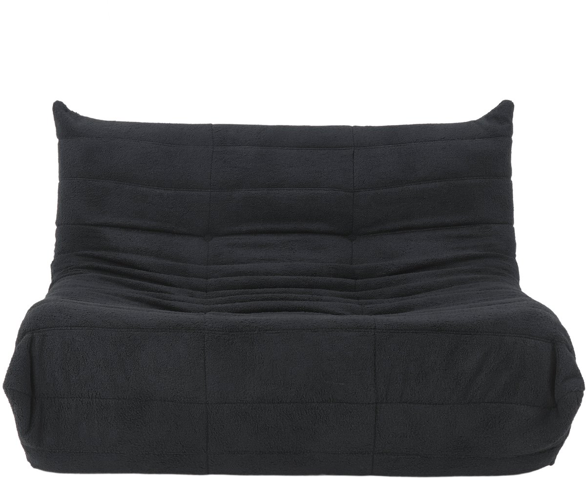 2 Persoons Vloersofa 135 cm – Lounge Vloerbank – Schuimvulling – Zwarte Bekleding – Antislip Onderkant – Woonkamer & TV
