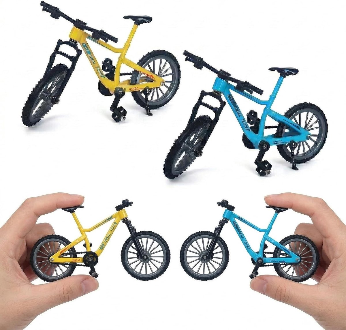 Mini-fietsspeelgoed set van 2, miniatuur mountainbike modellen van legering voor educatief gebruik, kantoor en thuisdecoratie