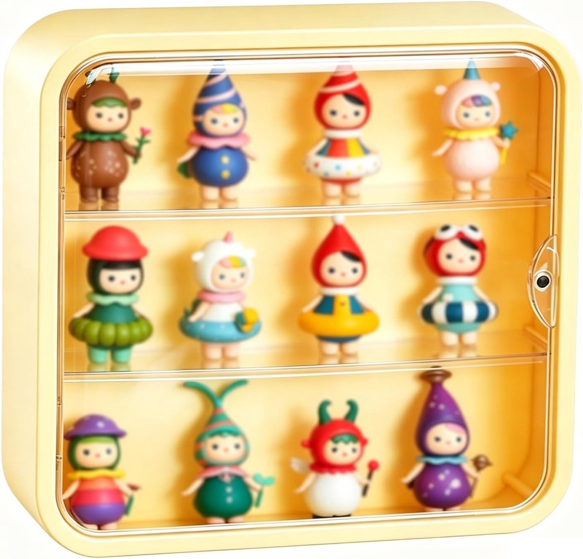 Kleine acryl vitrine met 3 lagen, 30 x 29,7 x 9,2 cm, ideaal voor Lego minifiguren, popfiguren en verzamelobjecten