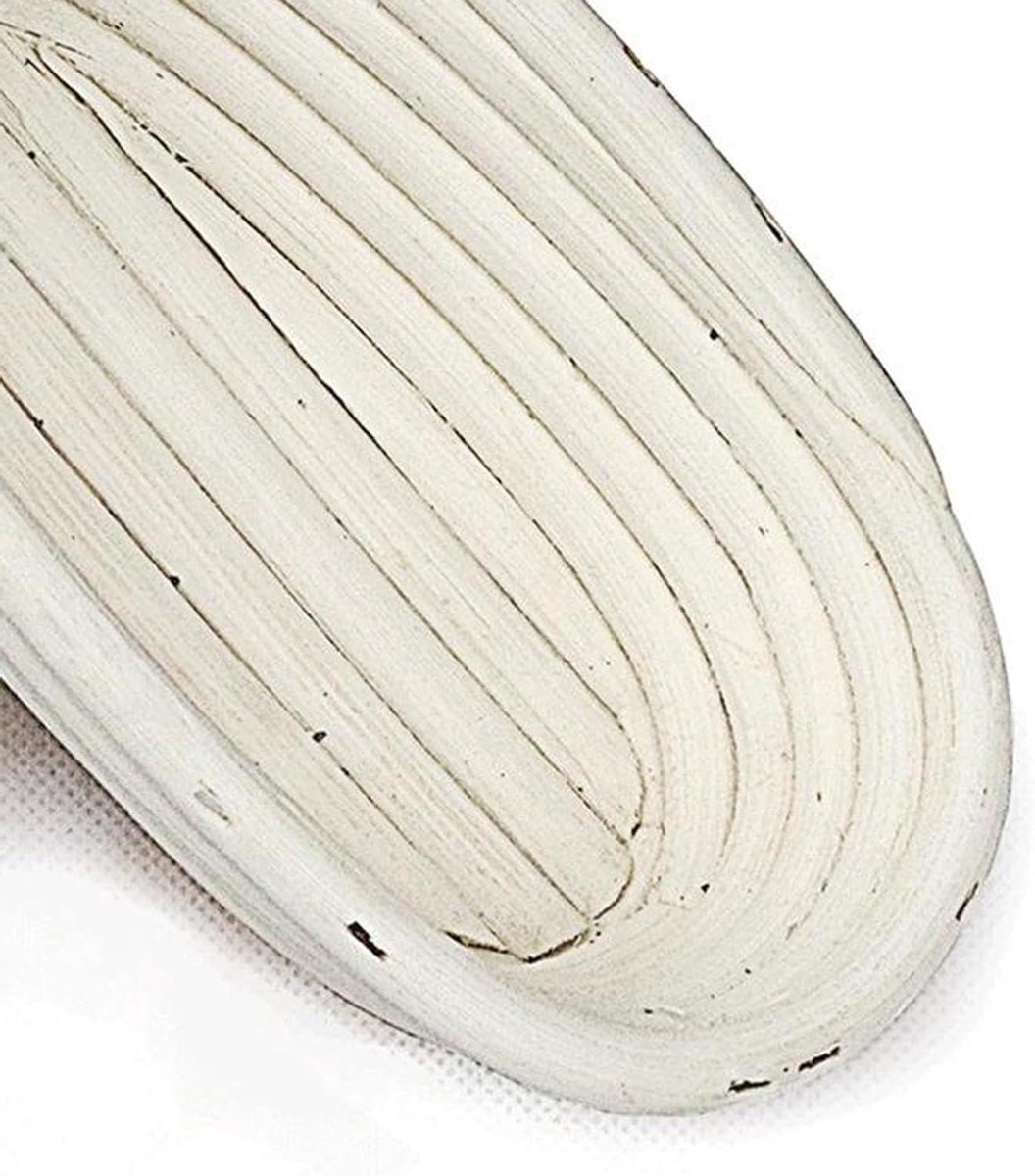 Rijstmand Brood - Bakkorf Broodvorm - Brood Bakken - Handgemaakt Rattan - 25x15x8 cm - Wit