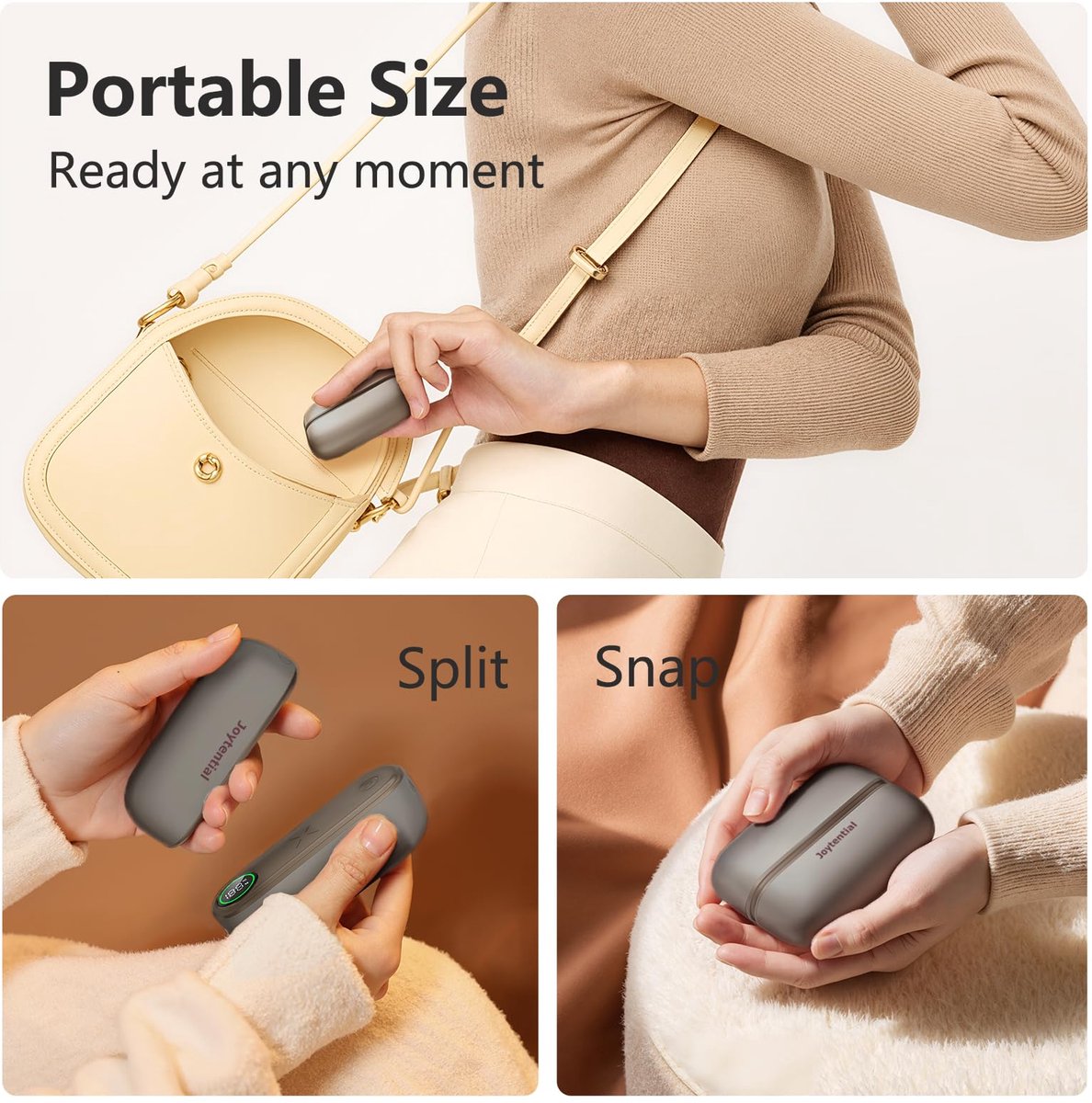 SnelShoppen - 10000mAh Oplaadbare Handwarmers Draagbare USB Handwarmer 2 in 1 Magnetisch Elektrisch Warmte Metallic Grijs Voor Buiten Activiteiten en — cadeau in Sport & Outdoor - foto 5