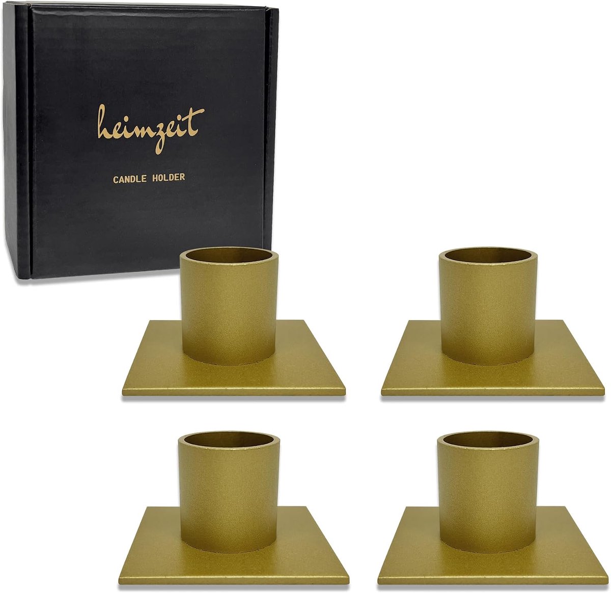 heimzeit Kandelaar van Metaal Ø22 mm, 4 Stuks Vierkant in Goud - ShopVlot