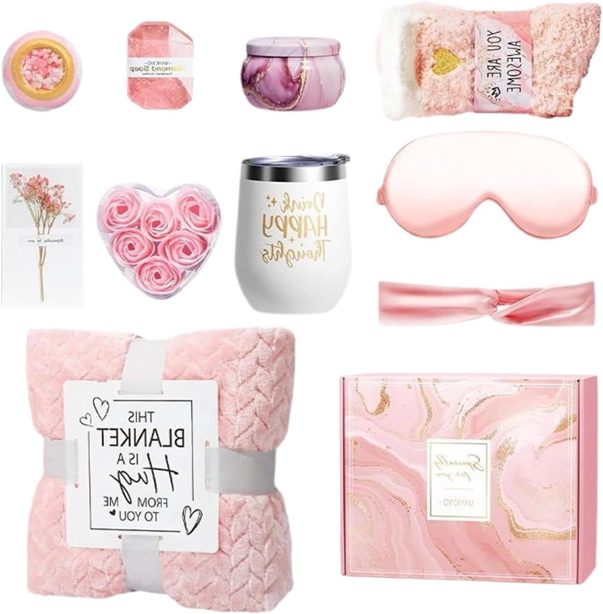 Zelfverzorgende Spa Mand - Ontspanningspakket Cadeauset - Momenten van Rust - Luxe Flanellen Deken