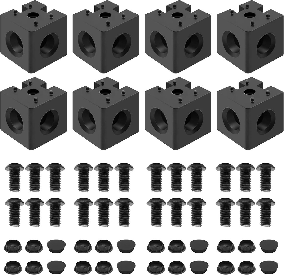 8 stuks 4040 3-weg hoekkubus 4040 extrusie hardware T-sleuf V-sleuf accessoires met schroeven en moeren voor 40x40 aluminium extrusie connector 3D-printer accessoires zwart