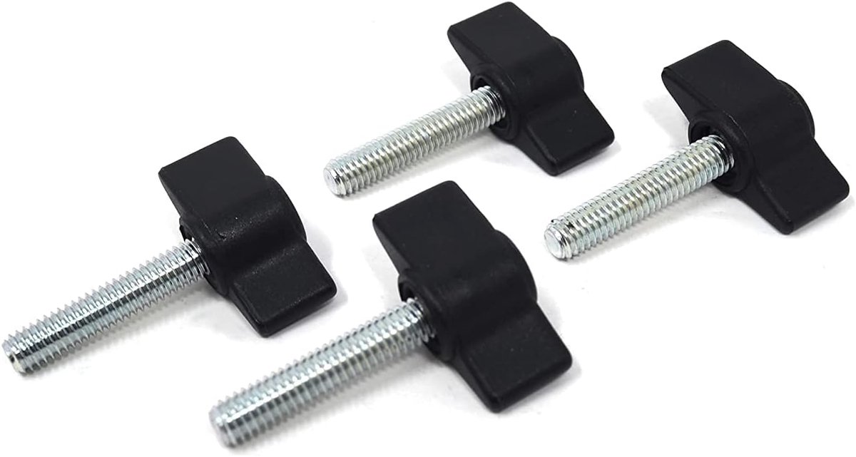 4 x vleugelschroef kunststof met schroefbouten staal M6 x 18 mm