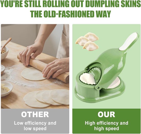 6 stuks dumpling maker, ravioli maker, dumplingvormer, ravioli in 3 maten en 3 ronde uitsteekvormen, Pierogi en Gyozas, klein/middel/groot B — afbeelding 4