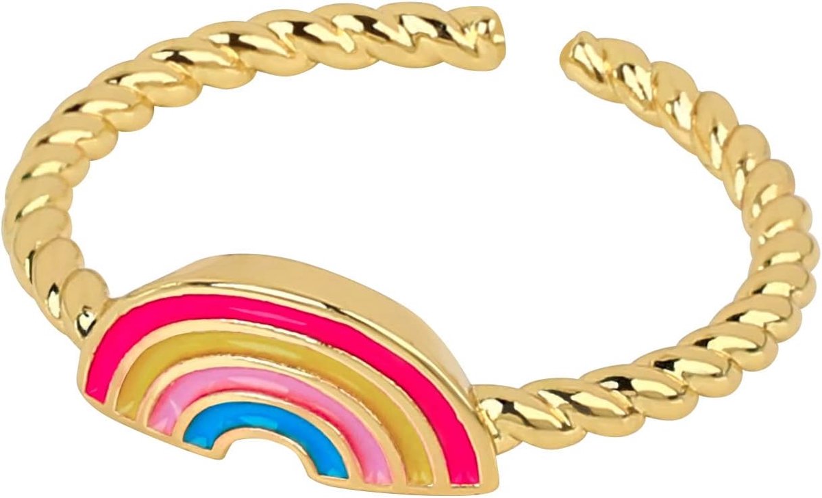 Rainbow Open gedraaide touw hoepel Ringen Stapelbare Ringen Statement