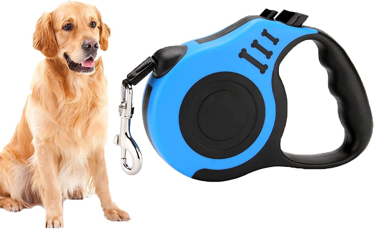 hondenriem, 5 m, rollijn voor honden, verstelbaar, hondenlijn met