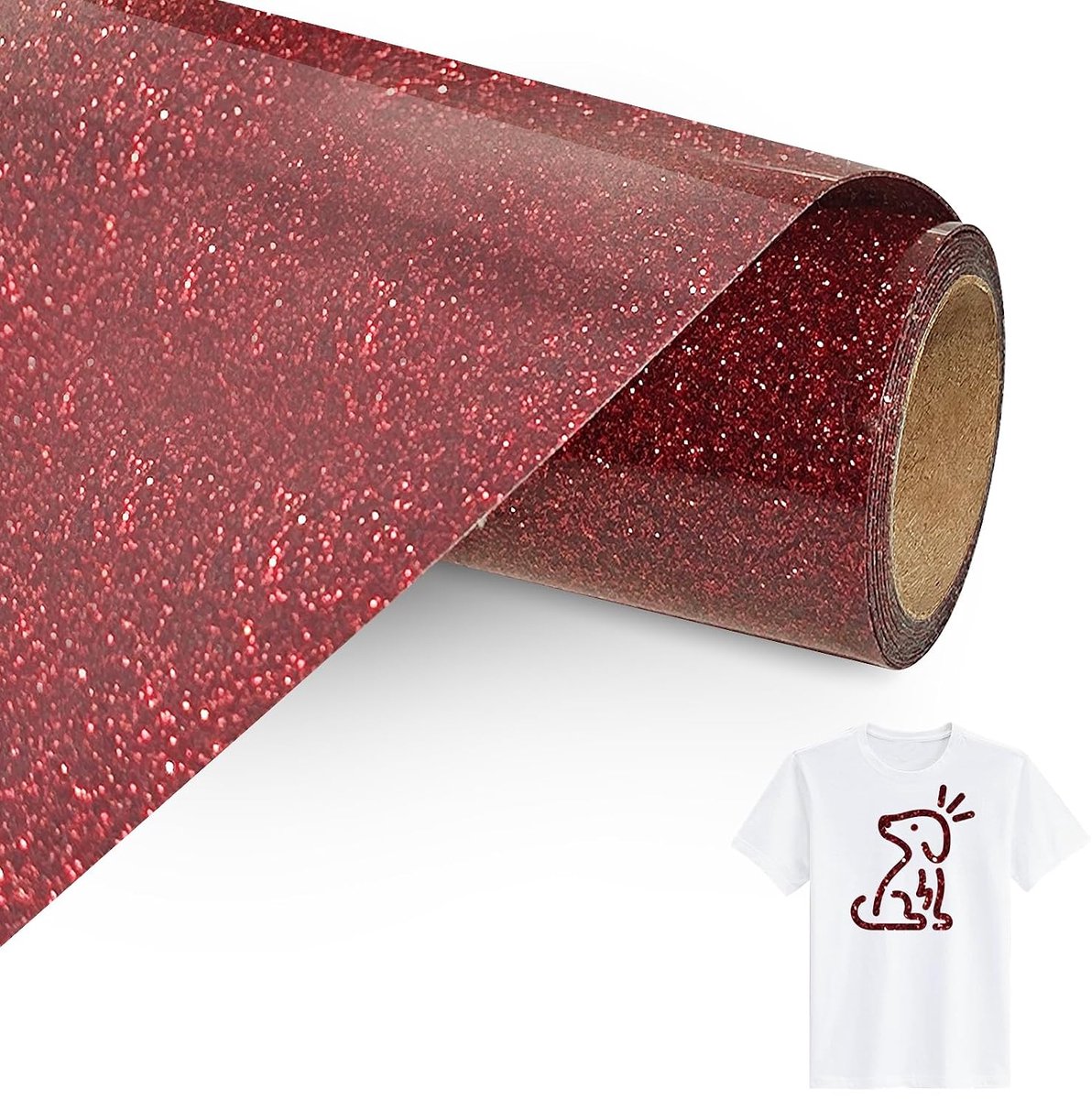 Rood Glitter Opstrijkbare Vinylrol Voor Stoffen, 30.5cm X 152cm